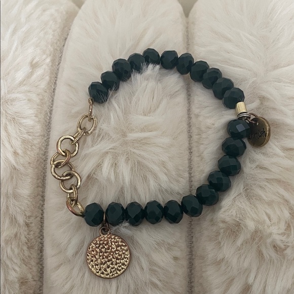 Erimish Jewelry - Erimish Hunter green and Gold Beaded Bracelet